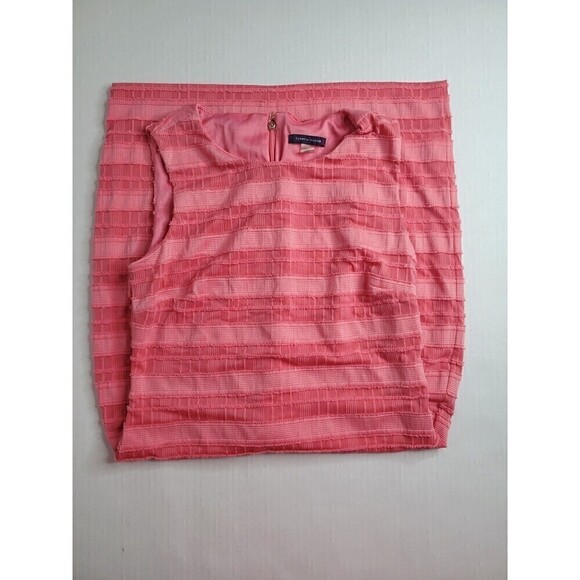 Tommy HILFIGER Womens Pink Striped Sleeveless Crew Neck Short Shift Dress 4 - Picture 3 of 5